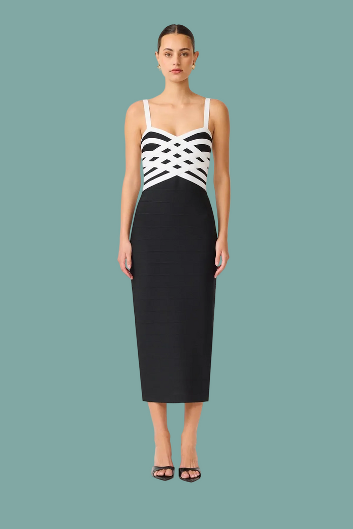 Ninette Coulum Midi Dress - Black & White