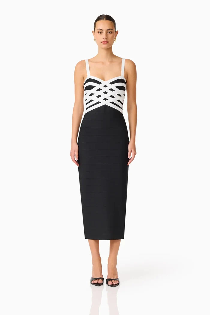 Ninette Coulum Midi Dress - Black & White