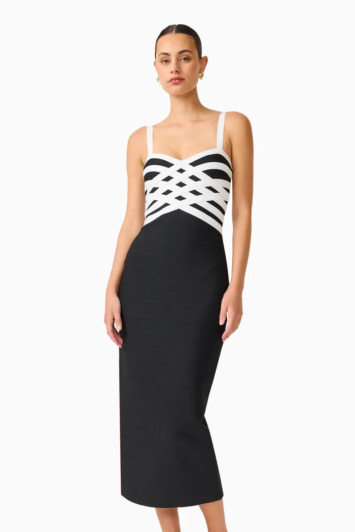 Ninette Coulum Midi Dress - Black & White