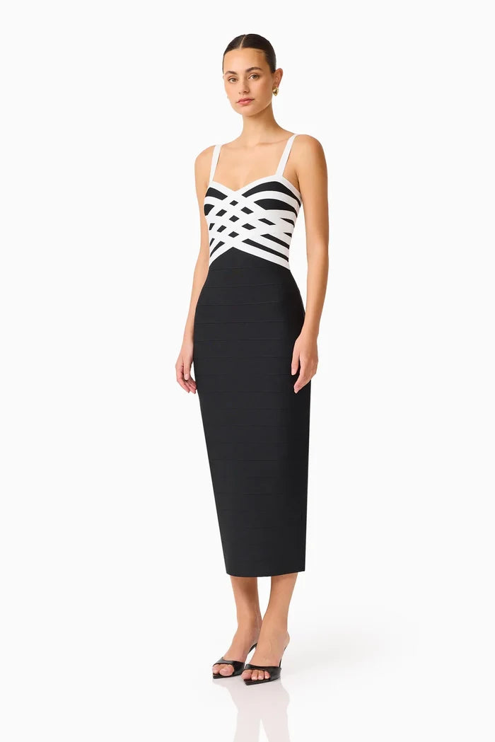 Ninette Coulum Midi Dress - Black & White