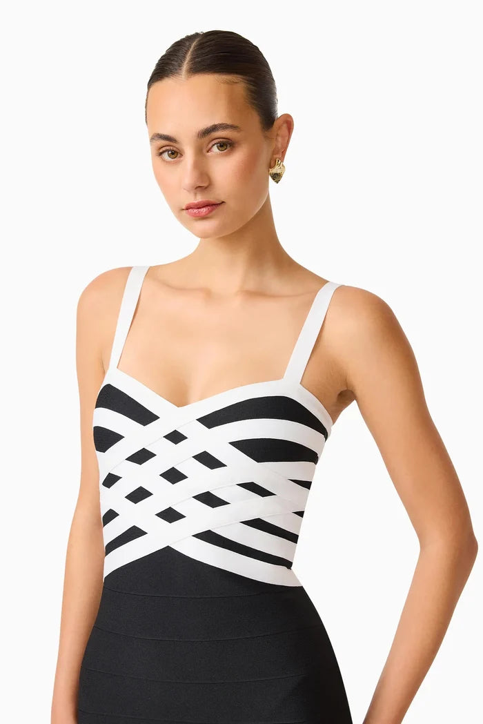 Ninette Coulum Midi Dress - Black & White