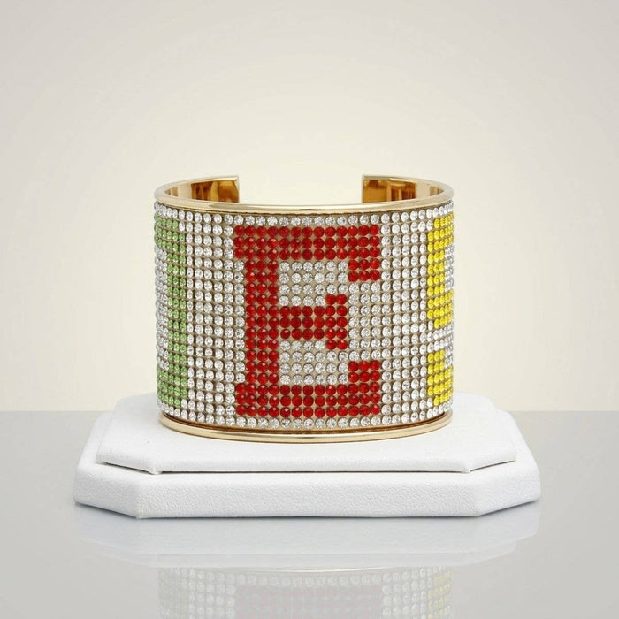 OES Greek Rhinestone 2 inch Gold Cuff Bracelet