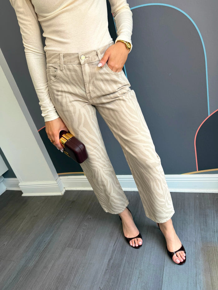 Off Duty Bowed Ankle Jean - Zebra Soapstone
