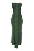 Olive Drape down detailed tube maxi dress