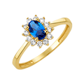 10K/14K Solid Gold Oval Blue Halo Ring