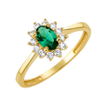 10K/14K Solid Gold Oval Green Halo Ring