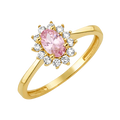 10K/14K Solid Gold Oval Pink Halo Ring