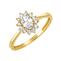 10K/14K Solid Gold Oval White Halo Ring