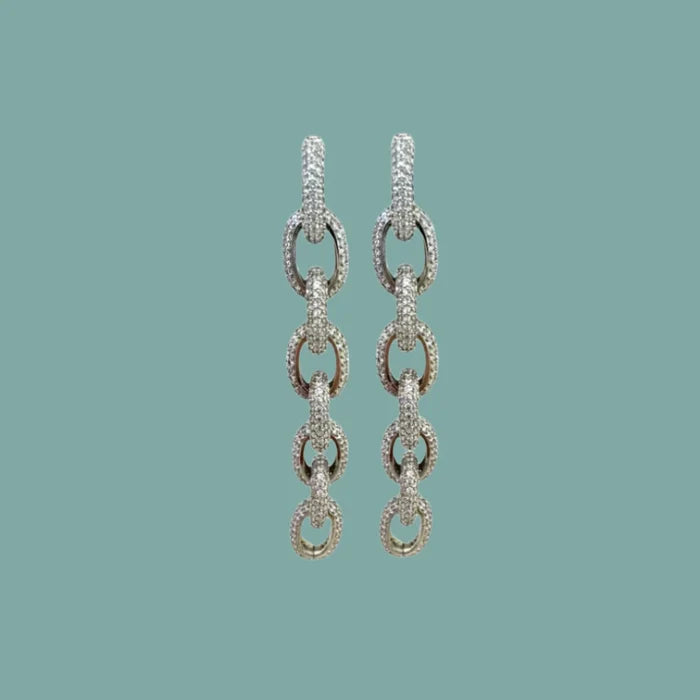Pave Link Drop - Silver