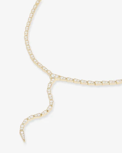 Pave Serpent Lariat Necklace 18'