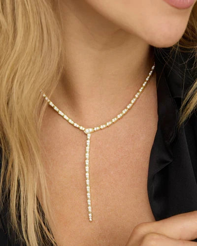 Pave Serpent Lariat Necklace 18'