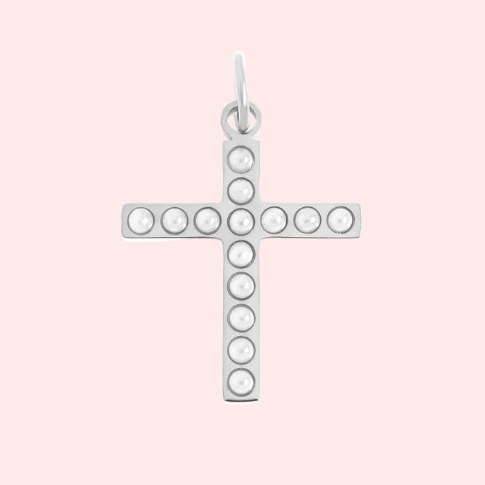 Pearl Beaded Cross Charm