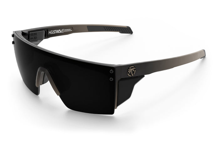 3/4 angle of the Performance Lazer SLIM Sunglasses: FDE Fader Z87+ on a white background with black side shields
