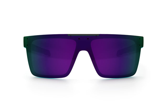 Front view of the Heat Wave Visual Performance Quatro with aqua frost frame, ultra violet lens and matching side shields.
