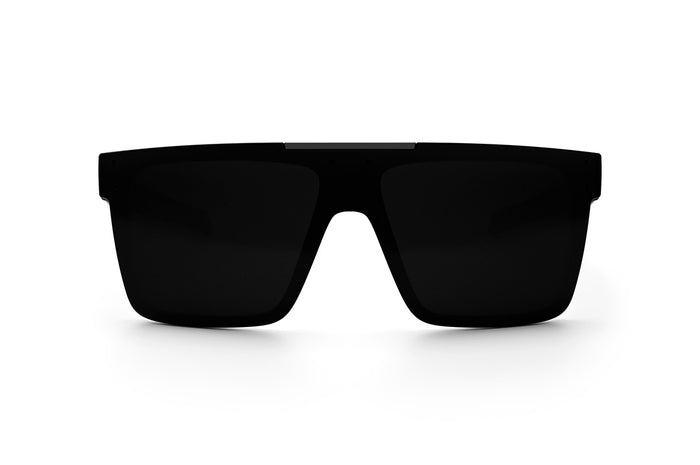 Front view of the Heat Wave Visual Performance Quatro Sunglasses with black frame and ultra black lens.