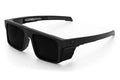 Heat Wave Visual Performance Rayth Sunglasses with black frame, ultra black lenses and matching side shields.