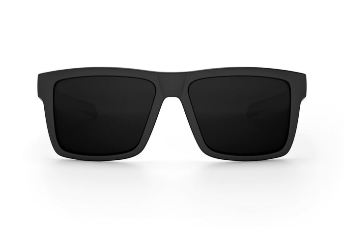 Front view of the Heat Wave Visual Performance Vise Sunglasses with black frame and ultra black lenses.
