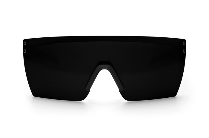 Front view of the Heat Wave Visual Performance XL Lazer Sunglasses with black frame and ultra black lens.
