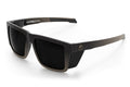 3/4 angle shot of the Performance XL VISE Sunglasses: FDE Fader Z87+ on a white background with black side shields