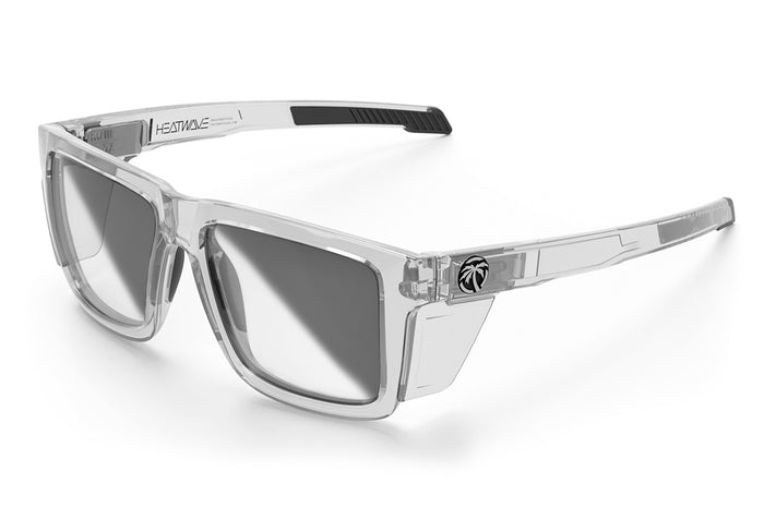 Heat Wave Visual Performance XL Vise Sunglasses with vapor clear frame, photochromic lenses and clear side shields.