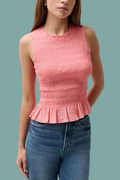 Phoebe Smocked Tank - Coral Rose