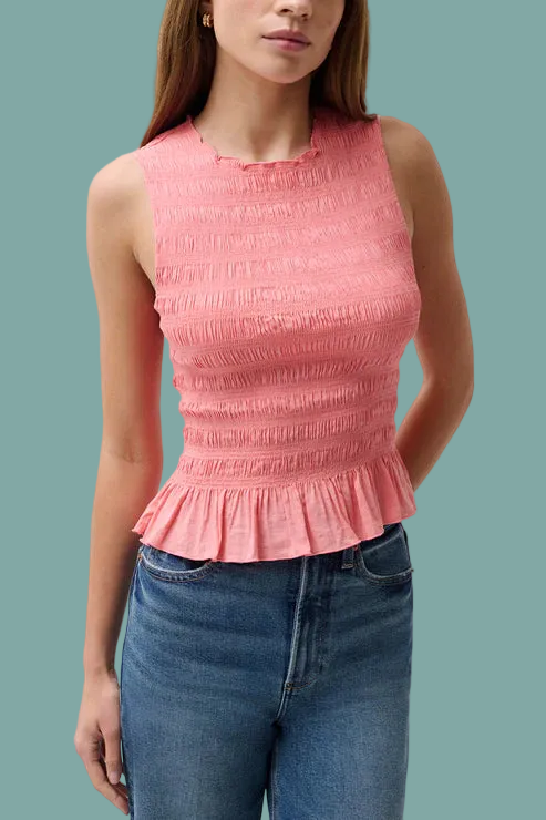 Phoebe Smocked Tank - Coral Rose