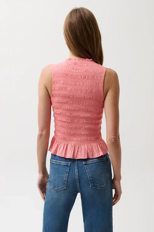 Phoebe Smocked Tank - Coral Rose
