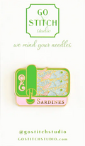 Pink and Green Sardine Can Needle Minder