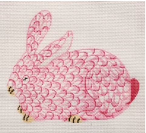 Pink Herend Mini Crouching Bunny
