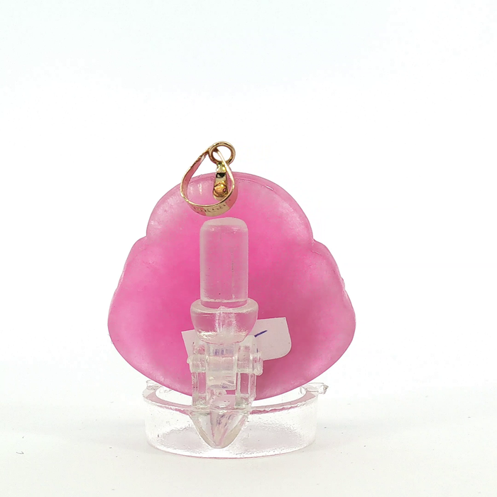 Pink Jade Laughing Buddha Pendant with 14k Yellow Gold bail
