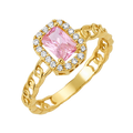 10K/14K Solid Gold Pink Topaz Halo 10K/14K Solid Ring