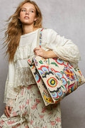 POL Printed Cream Tote Bag