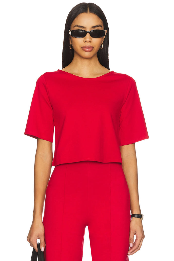 Ponte Knit Short Sleeve Top