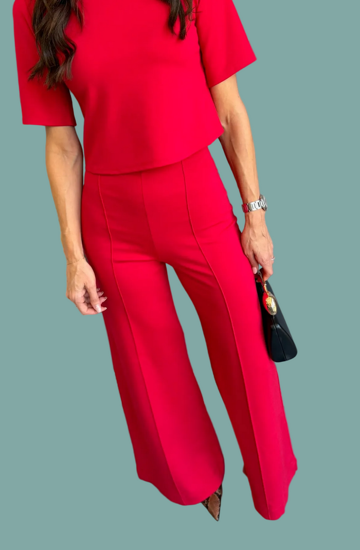Ponte Knit Standard Wide Leg Pant