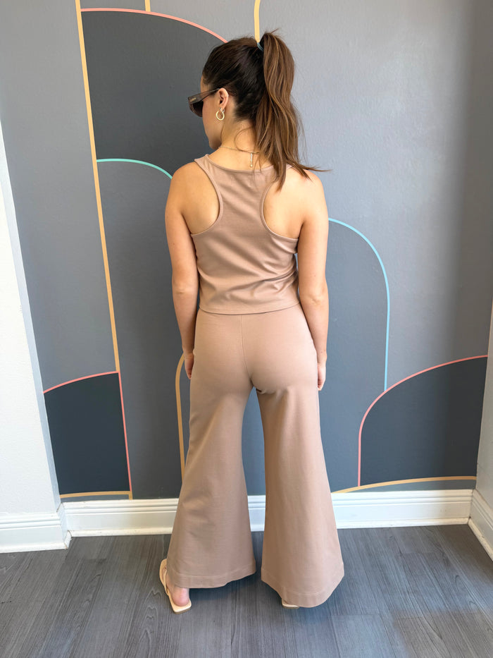 Ponte Knit Wide Leg Pant - Cropped