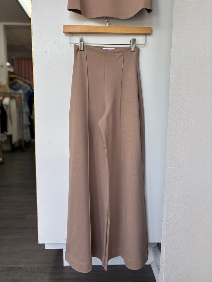Ponte Knit Wide Leg Pant - Cropped