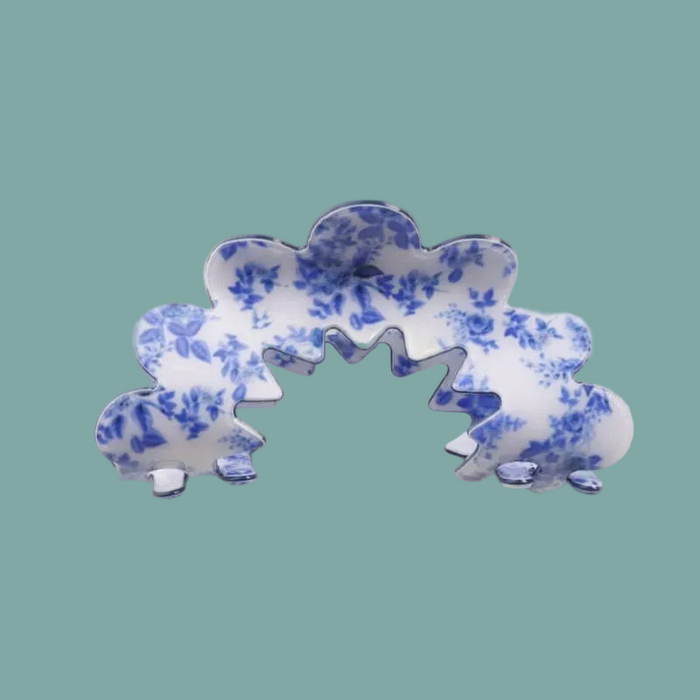 Porcelain Print Hair Claw Clips