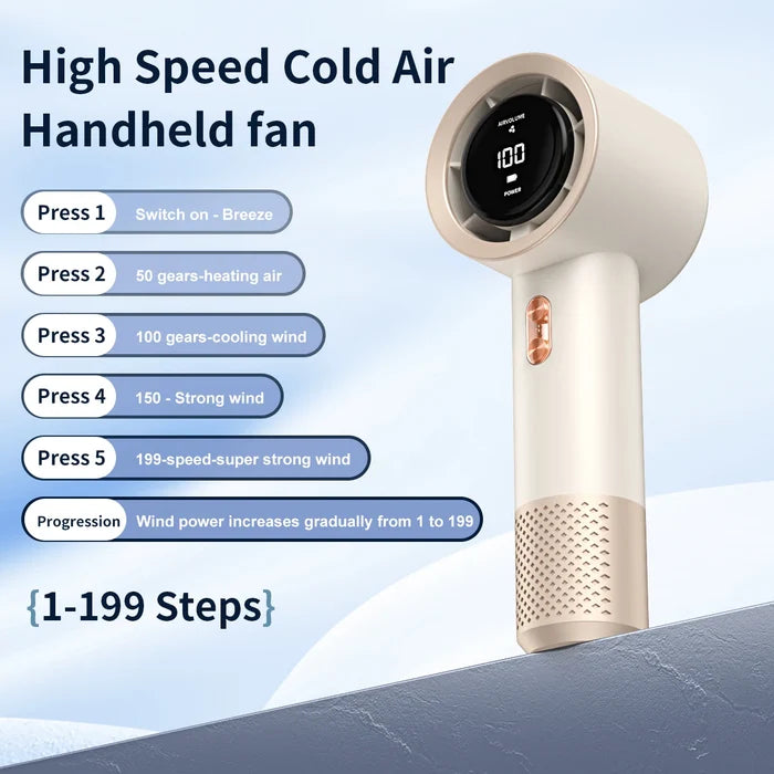 Portable Rechargeable Handheld Fan – 199-Speed Adjustable Mini USB Fan