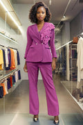 PURPLE  FLOWER APPLIQUE SET