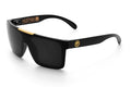 Heat Wave Visual Quatro Sunglasses with black frame, gold bar and black lens.