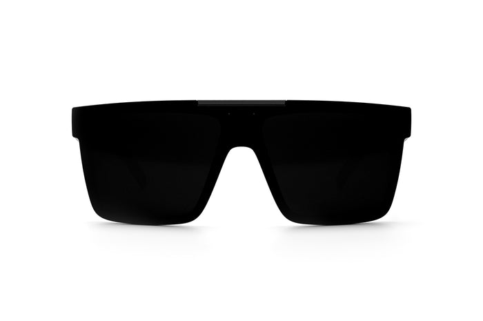 Front view of Heat Wave Visual Quatro Sunglasses with black frame and ultra black lens.