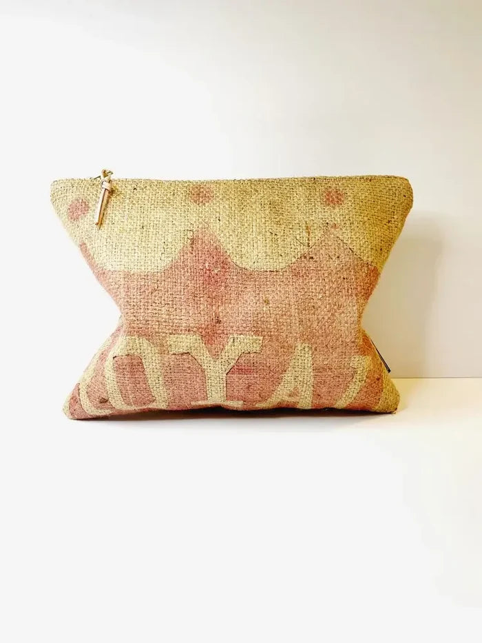 Recycled Burlap Oversized Clutch red print only