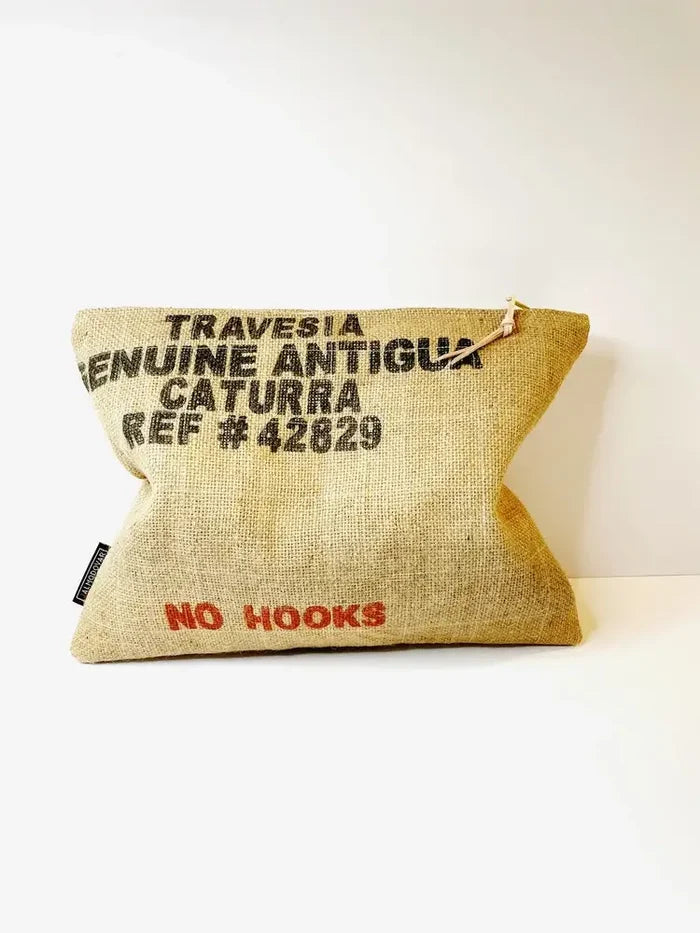 Recycled Burlap Oversized Clutch red print only
