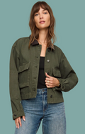 Rey Cropped Denim Chore Jacket - Dusk Sage