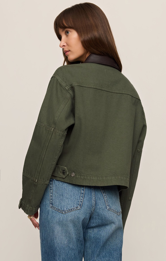 Rey Cropped Denim Chore Jacket - Dusk Sage