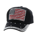 Rhinestone American Flag Denim Baseball Cap