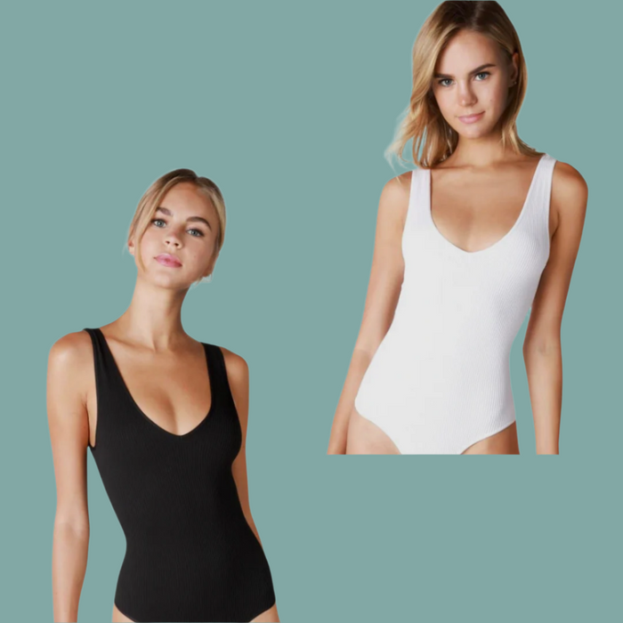 Ribbed V-Neck Bodysuit