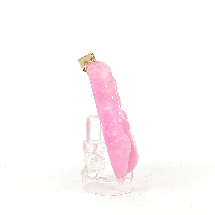 Rose Quartz Buddha Pendant with 14k gold bail