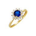 10K/14K Solid Gold Round Blue Halo Ring