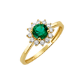 10K/14K Solid Gold Round Green Halo Ring